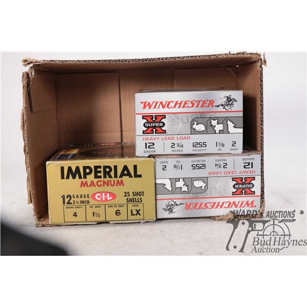 Two full 25 count boxes Winchester Super-x 12 ga 2 3/4" #2 and one full 25 count box Imperial magnum