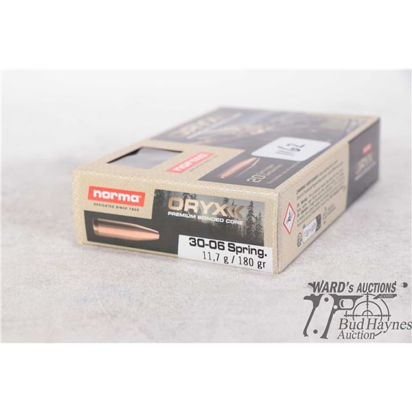 1 Full 20 count box of Worma Oryx 30-06 sprg 180gr premium bonded core