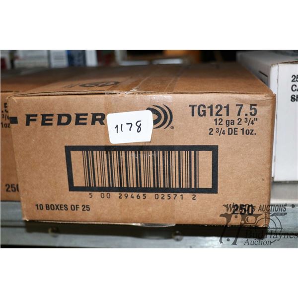 1 case with 10 full 25 count boxes of Federal Target load 2-3/4" #7-1/2