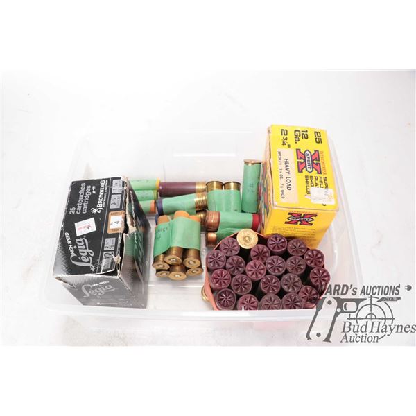 Selection of vintage 2-3/4" 12ga ammo including 1 full 25 count box of Winchester 7-1/2, 1 partial 2
