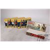 Image 1 : 1 partial 7 count box of mix 30-30 win, 6 maybe original and 3 vintage empty Dominion 30-06 sprg box