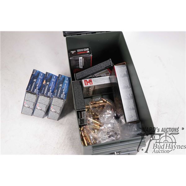 Ammo tin containing 2 full 20 count and 1 10 count of Federal .223 Rem 53gr V Max, 2 full 20 count b