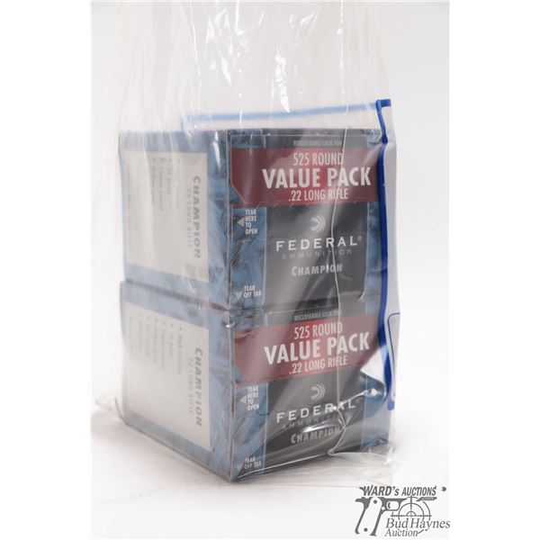 2 full 525 count boxes of Federal Champion .22LR 36gr copper plated hollow point