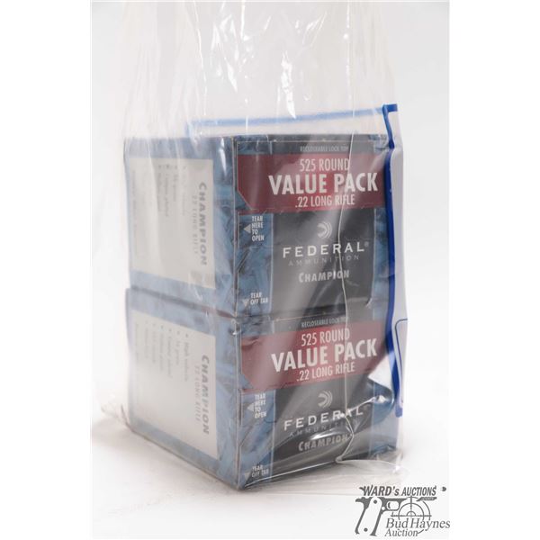 2 full 525 count boxes of Federal Champion .22LR 36gr copper plated hollow point