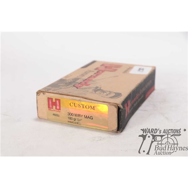 1 partial box with 10 Hornady 300 weatherby mag 180gr SP and 8 assorted 300 WBY mag including 6 relo