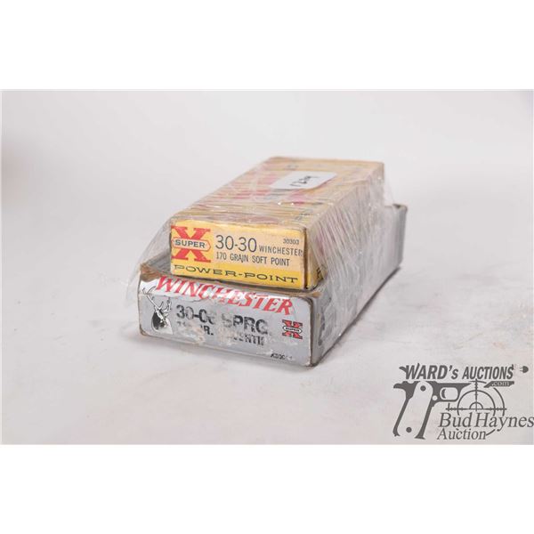 2 Vintage boxes of Winchester ammo including 1 10 count Super X 30-30 win mixed factory and an 11 co
