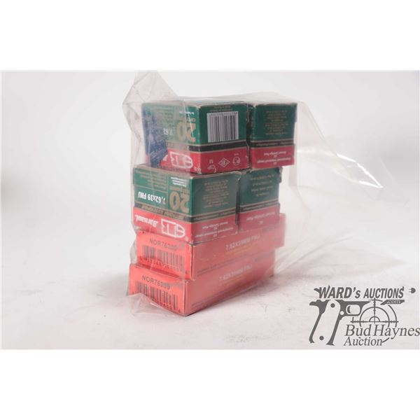 Selection of 7.62x39 ammo including 4 full 20 count boxes of Barnaul 123gr FMJ and 2 full 20 count b