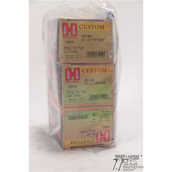 3 full 20 count boxes of Hornady custom 50 AE 300gr XTP