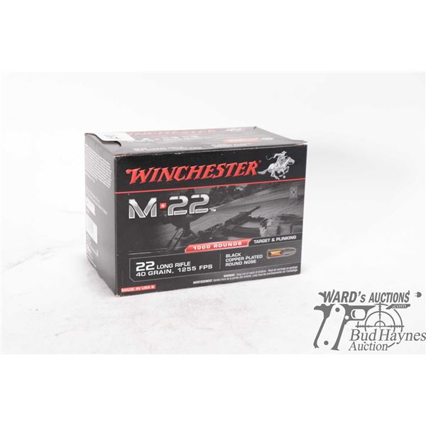 1 Full 1000 count box of Winchester M22 40gr black copper plated round nose