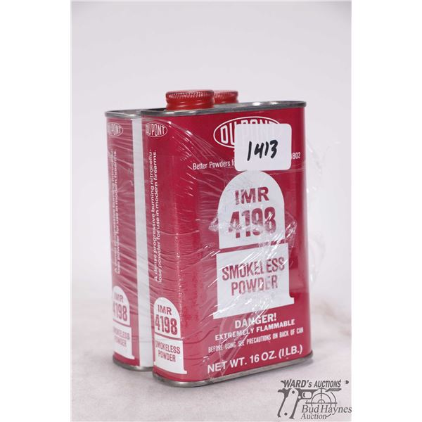 One full and one partial 1lb containers of IMR 4198 gunpowder. Total weight 925 g