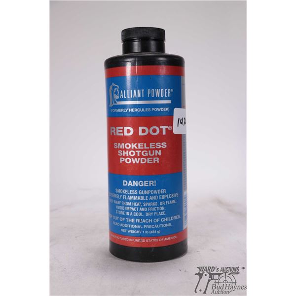 One full 1lb container of Alliant Red Dot shotgun powder