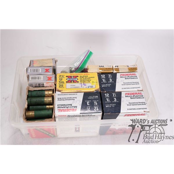 Selection of shotgun ammo including three full 25 count boxes Federal 12 ga 2 3/4" #7 1/2, one full 