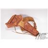 Image 1 : Modern hand tooled leather gun belt, total belt length 46 1/2". Fitted with cartridge loops, appear 