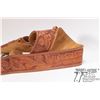 Image 5 : Modern hand tooled leather gun belt, total belt length 46 1/2". Fitted with cartridge loops, appear 