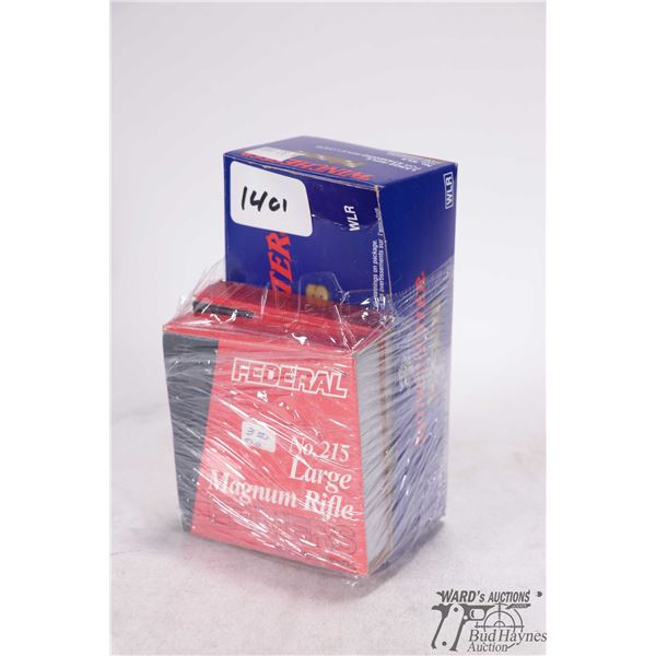 One partial 662 count box Winchester WLR large rifle primers and one full 100 count and a partial 11