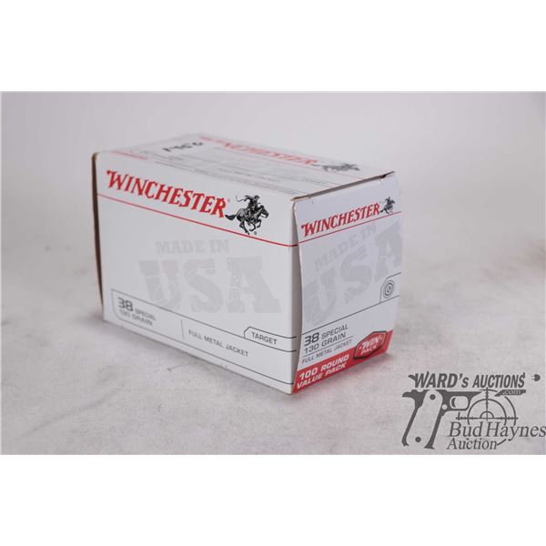 One full 100 count box Winchester .38 spl 130 gr full metal jacket