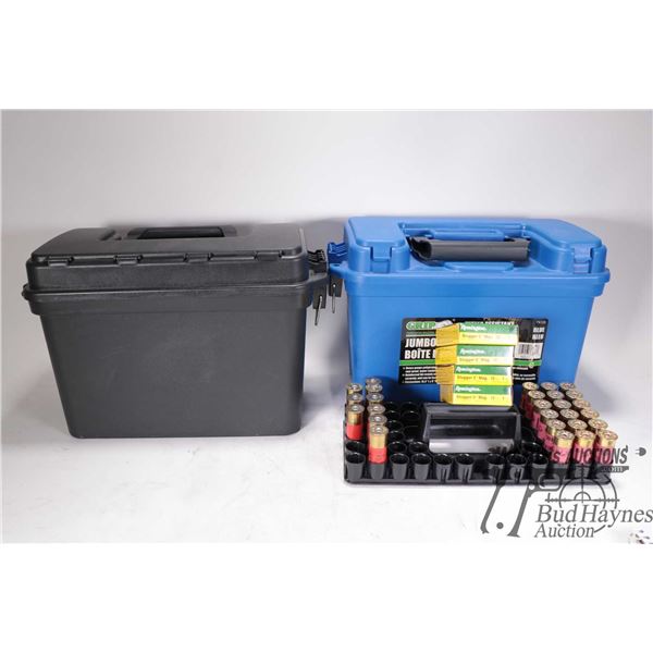 Plastic ammo box w/ four full 5 count boxes Remington slugger 12 ga 3" mag, 18 count loose score 12 