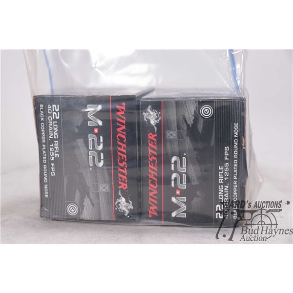 Two full or near full 400 count boxes Winchester M22 .22 LR 40 gr black copper plated round nose