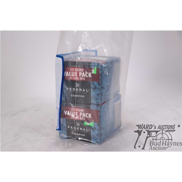 Two full 525 count boxes Federal Champion .22 LR 36 gr copper plated hollow point