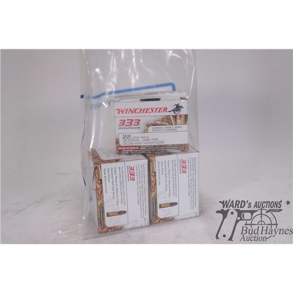 Two full 333 count boxes and a 105 count box Winchester .22 LR 36 gr copper plated hollow point