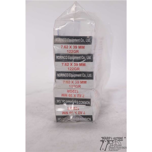 Five full 20 count boxes Norinco 7.62x39 122 gr non corrosive FMJ