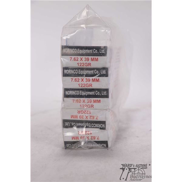 Five full 20 count boxes Norinco 7.62x39 122 gr non corrosive FMJ