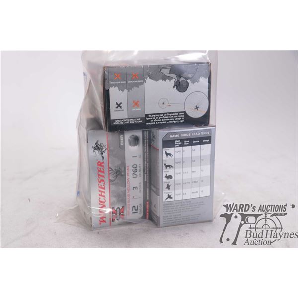 Three boxes of 12 ga ammo including one full 25 count box Winchester Super X 2 3/4" #4, one full 25 