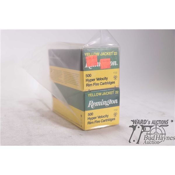 Two full 500 count boxes Remington yellow jacket .22 hyper velocity 22 LR hollow point