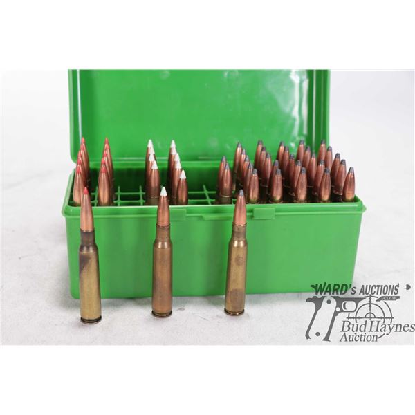 Plastic ammo box w/ 49 count 7x57 mauser reloads
