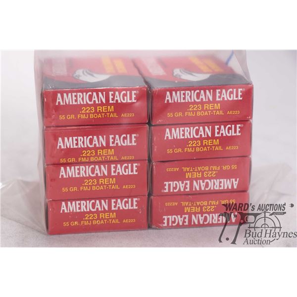 Eight full 20 count boxes of American Eagle .223 Rem, 55 gr. FMS boat- tail