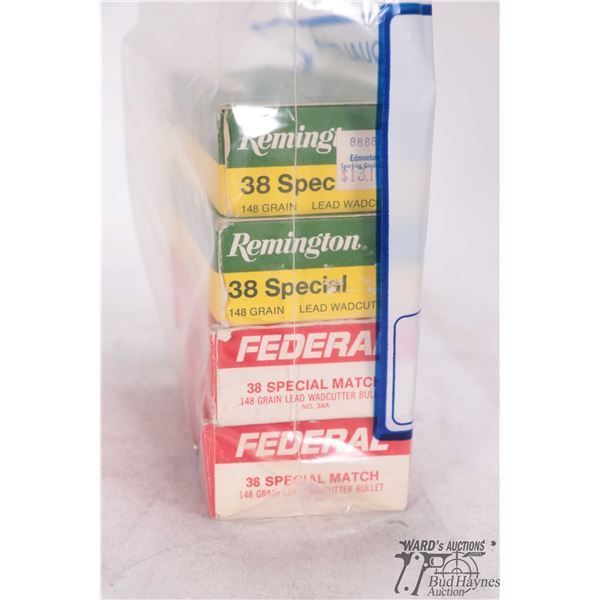 Four full 50 count boxes of .38 Special reloads