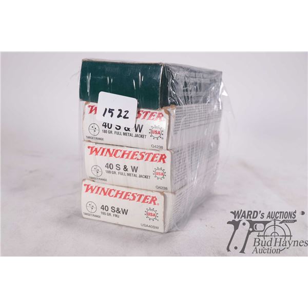 Three full 50 count and a partial 39 count box of 40 S*W reloads