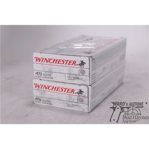 Two full 50 count boxes of Winchester 45 Auto, 230 gr. full metal jacket
