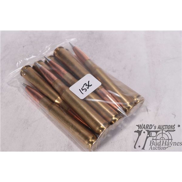 Bag containing ten 50 cal reloads, 750 AMax H50 BMG, 217 gr. and CCI-35 primers