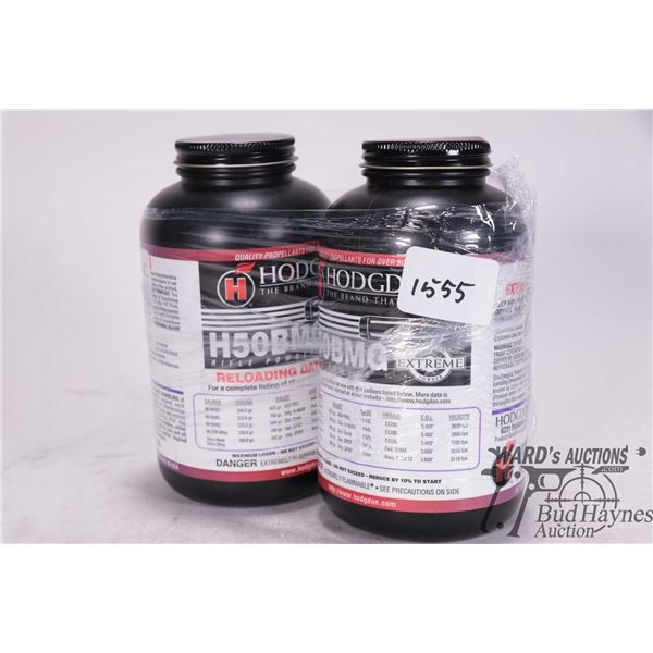 One full 1 lbs. container and a partial 2/3 container of Hodgson H50 BMG rifle powde3r