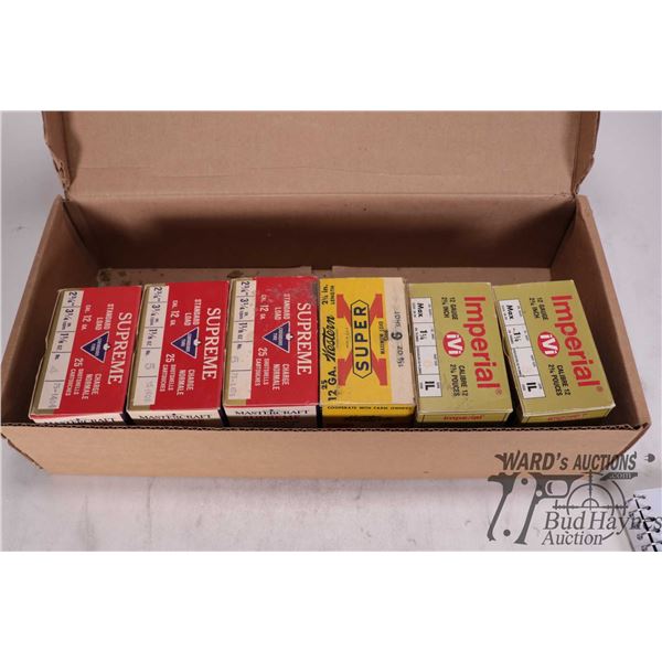 Three full 25 count box of Canadian Tire Mastercraft Supreme 12 ga. 2 3/4":, one no. 4, one no. 5, a