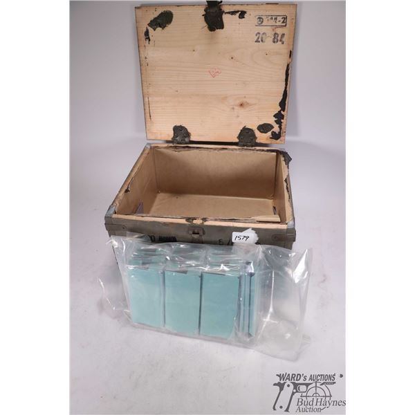 Green wooden ammo box with twenty full 10 count packs of military 7.62X39