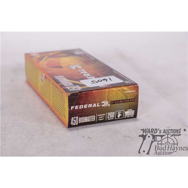 One full 20 count box of Federal Fusion 450 Bushmaster, 260 gra. bonded SP