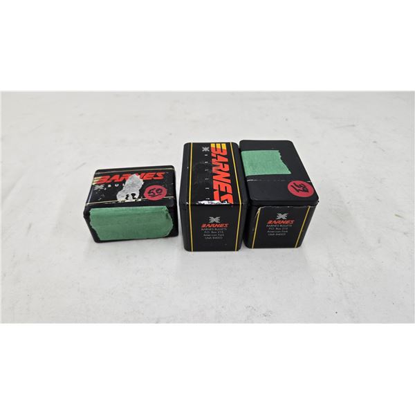 Selection of .30 cal bullets including one full 50 count box Barnes 180 gr X BT and one 39 count box