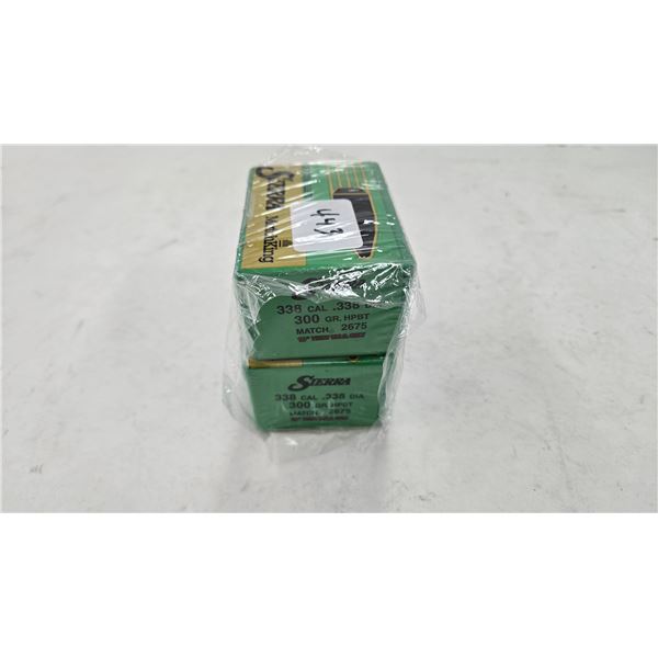 Two full 50 count boxes of Sierra Match King, 338 cal, 300 gra. HP BT