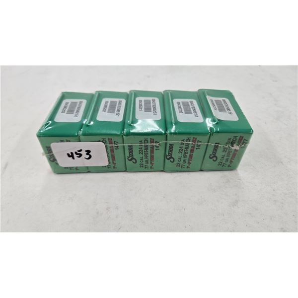 Five full 50 count boxes of Sierra Match King 22 cal, 77 gr. HPBT (Cannelure 7"-8" twist bbls. only)