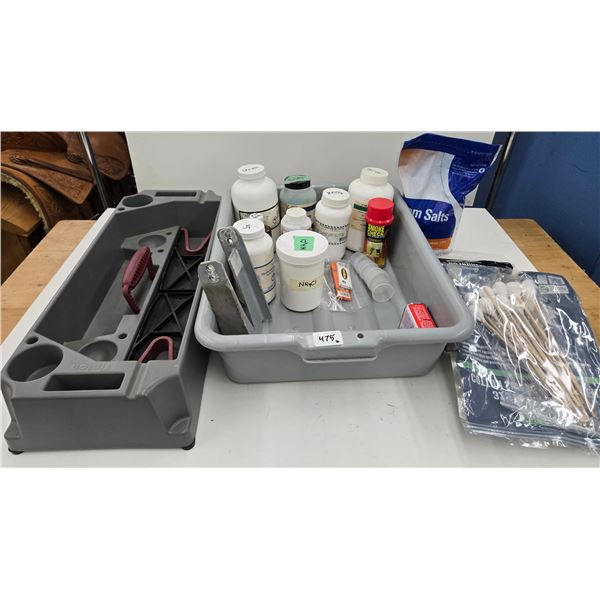 Tipton work stand and cleaning chemicals