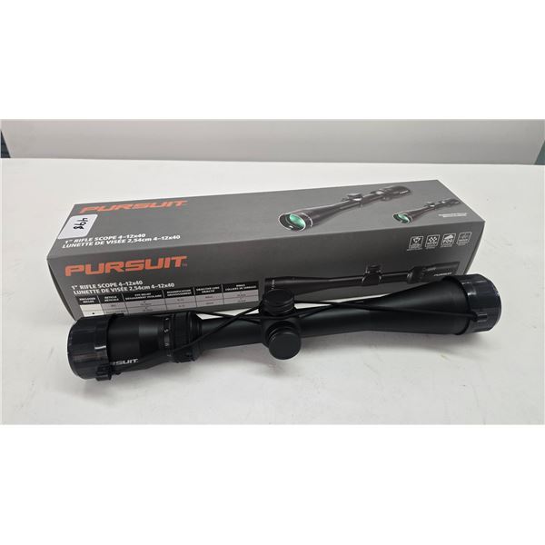 New in box Pursuit 1" rifle scope 4-12X40. Includes box of rings