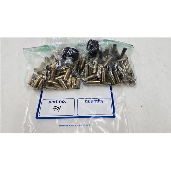 Two 75 count bags of .357 mag brass and two speed loaders