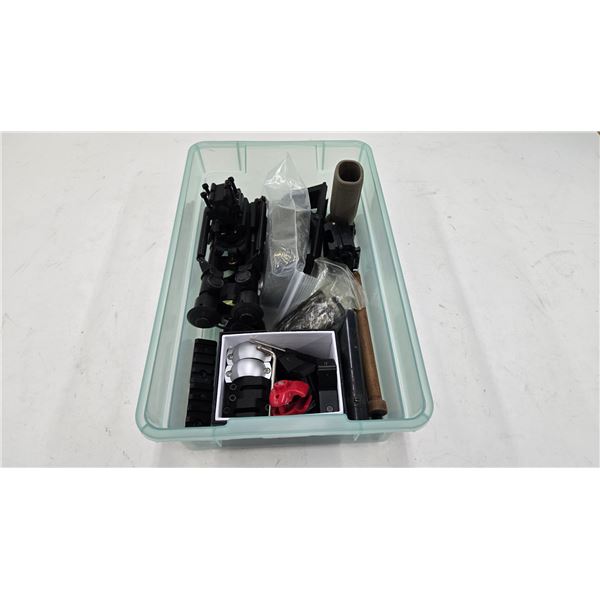 Selection of gun miscellaneous including scope rings, bi-pod, tactical mounts, swivels, gun sling et