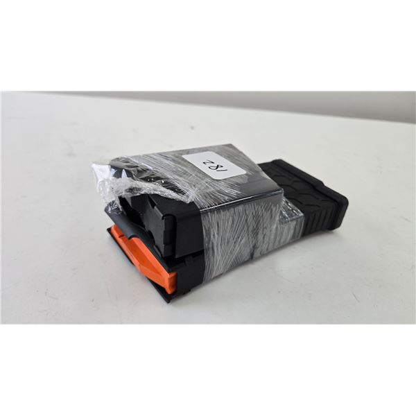 Two 308 Win magazines including one XCR pistol mag, pinned to 10 and a Hex mag HX-5R25, pinned to 10