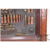 Image 12 : Antique Eley ammunition display of shot shells, rifle ammo and hand gun ammo, in shadowbox display i