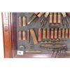 Image 9 : Antique Eley ammunition display of shot shells, rifle ammo and hand gun ammo, in shadowbox display i
