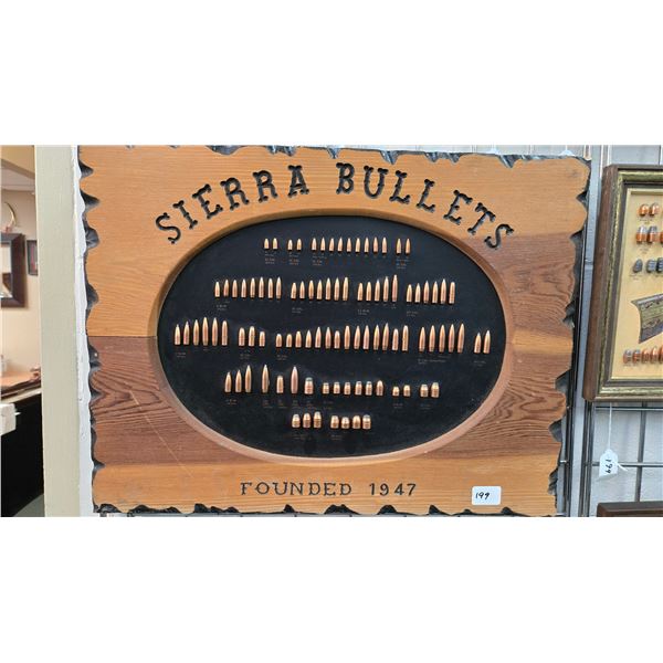 Vintage Speer bullet display featuring 95 assorted caliber and style bullets, Overall dimensions 18 