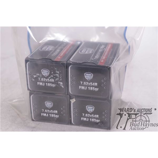 Four full 20 count boxes of MFS 7.62X54R, 185 grain FMJ